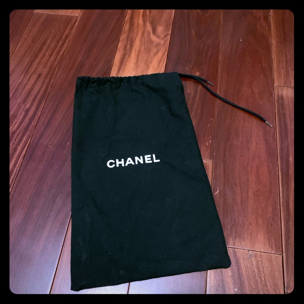 CHANEL black drawstring shoe dustbag TWO of them